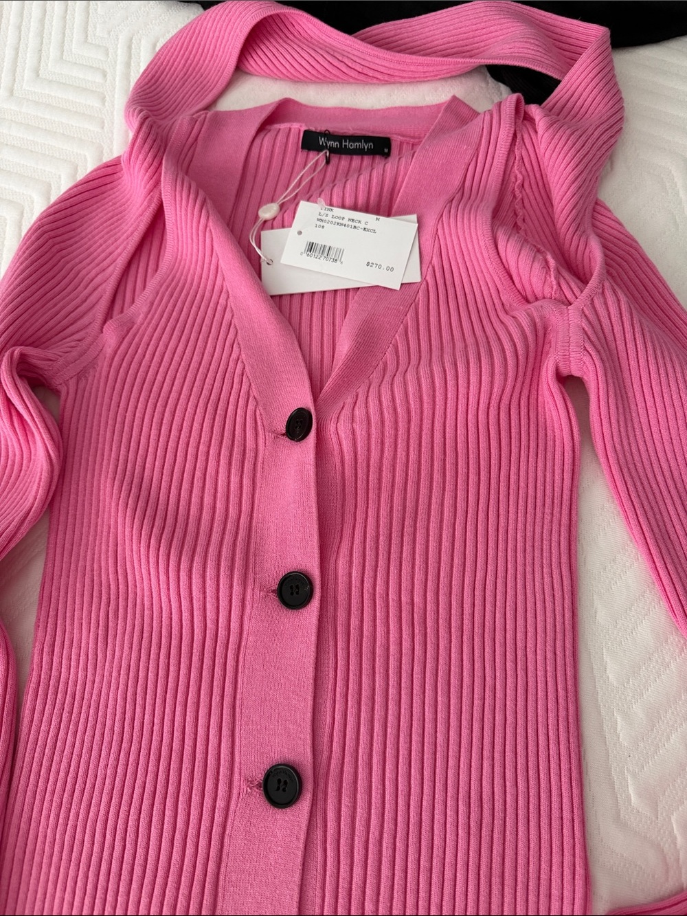 Pink Ribbed Button-Front Women’s Sweater